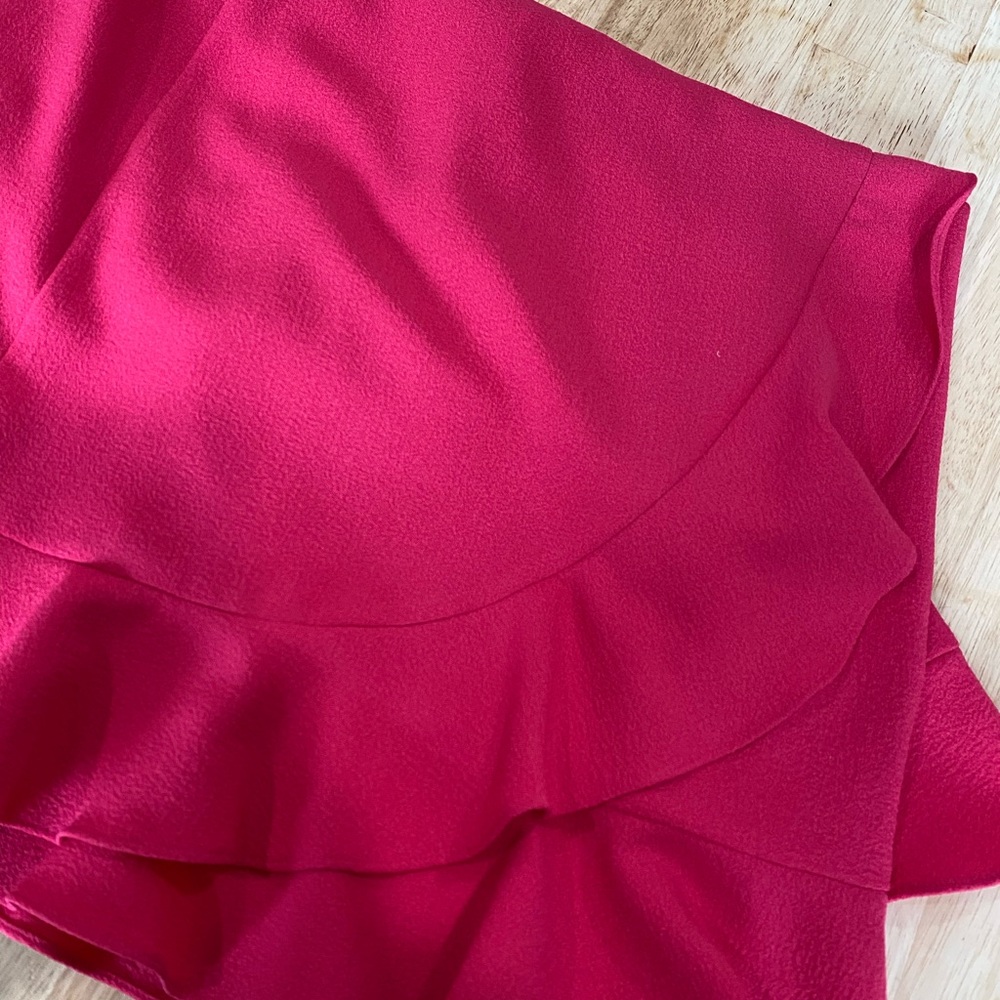 Karl Lagerfeld a hot Pink/Fuschia Asymmetrical Ruffled Mini Dress - Picture 7 of 8